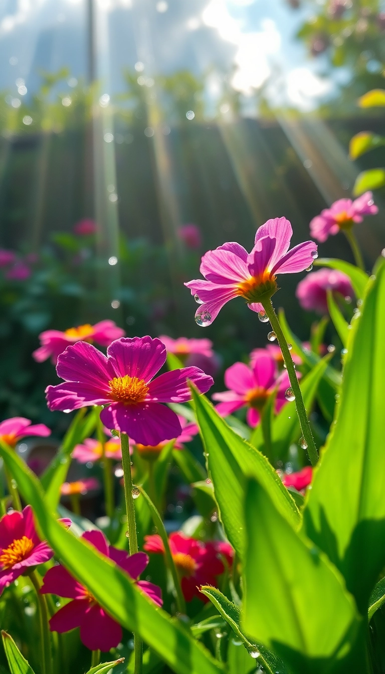 Best AI Spring Rain Garden Phone Luxury Wallpaper